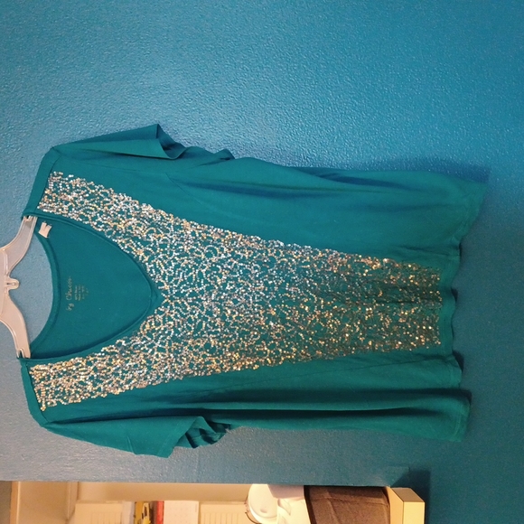 Chico's Tops - Chico's turquoise embellished S/S tee. Chico's size 3 which is XL